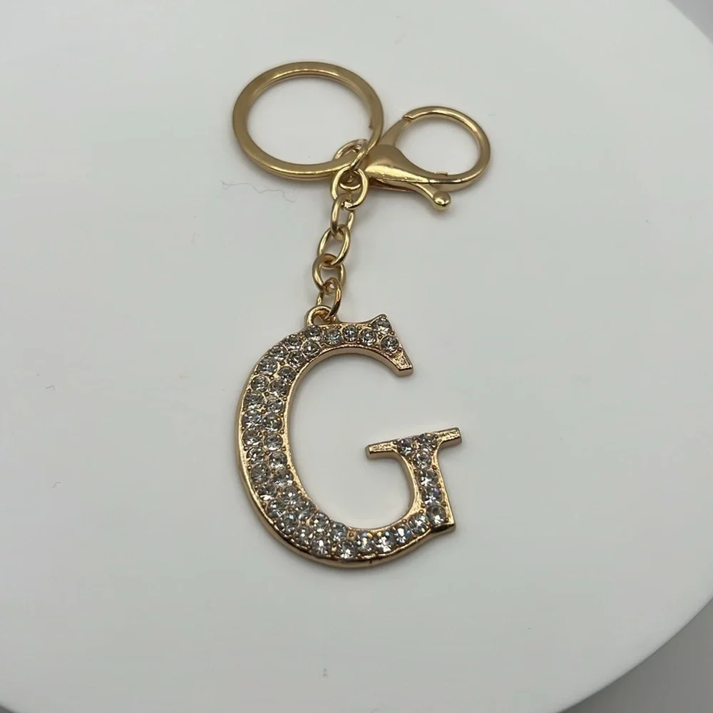 351. Gold Initial G Keychain with Crystals